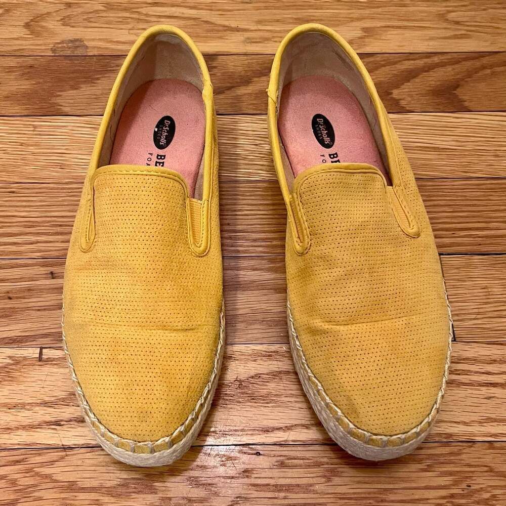 Dr. Scholl's Far Out Yellow Perforated Espadrille Slip-On Shoes Size 6.5M
